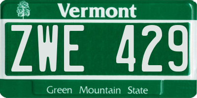 VT license plate ZWE429