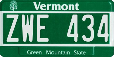 VT license plate ZWE434