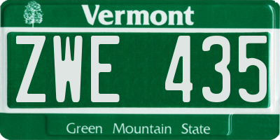 VT license plate ZWE435