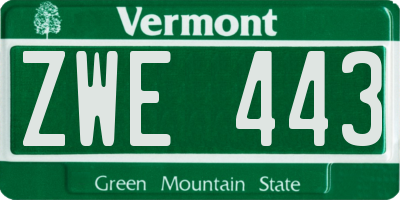 VT license plate ZWE443