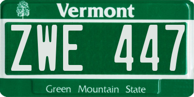 VT license plate ZWE447