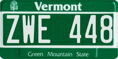 VT license plate ZWE448