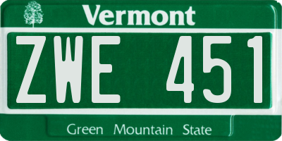 VT license plate ZWE451