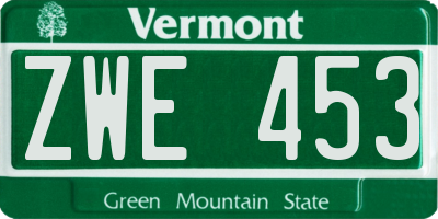 VT license plate ZWE453