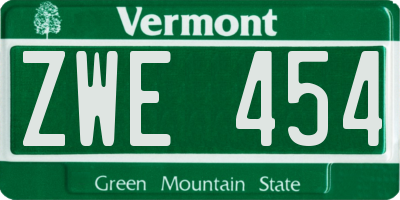 VT license plate ZWE454