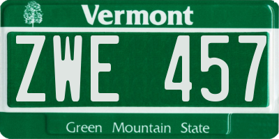 VT license plate ZWE457