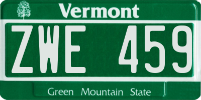 VT license plate ZWE459