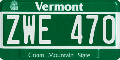 VT license plate ZWE470