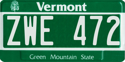 VT license plate ZWE472