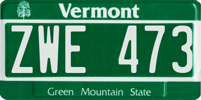 VT license plate ZWE473