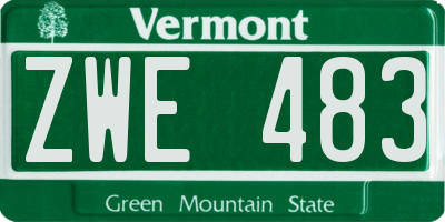 VT license plate ZWE483