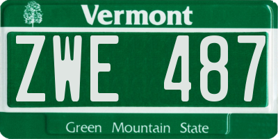 VT license plate ZWE487
