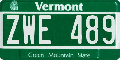 VT license plate ZWE489