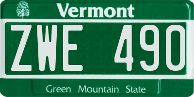 VT license plate ZWE490