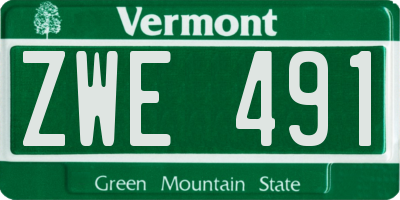VT license plate ZWE491