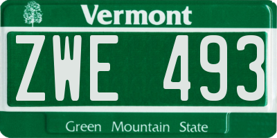 VT license plate ZWE493