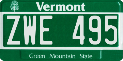 VT license plate ZWE495