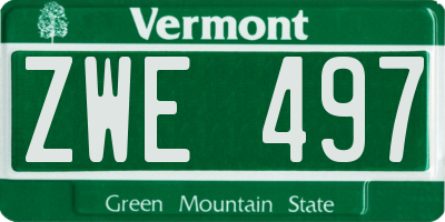 VT license plate ZWE497