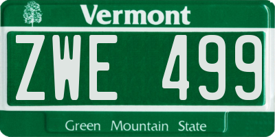 VT license plate ZWE499