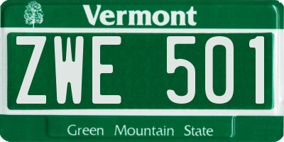 VT license plate ZWE501