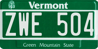 VT license plate ZWE504