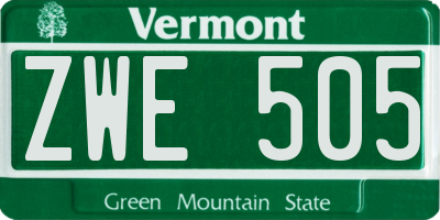 VT license plate ZWE505