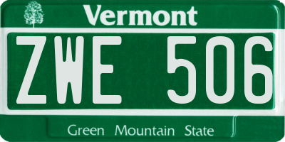 VT license plate ZWE506