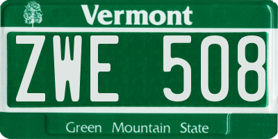 VT license plate ZWE508