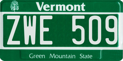 VT license plate ZWE509