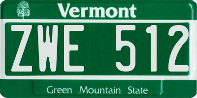 VT license plate ZWE512