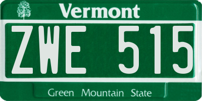 VT license plate ZWE515