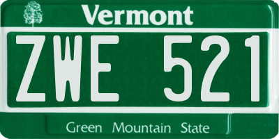 VT license plate ZWE521