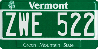 VT license plate ZWE522