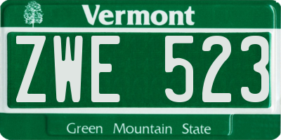 VT license plate ZWE523