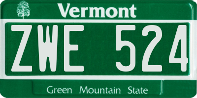 VT license plate ZWE524