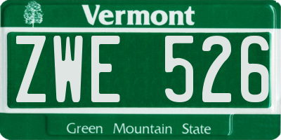VT license plate ZWE526