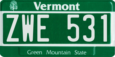 VT license plate ZWE531