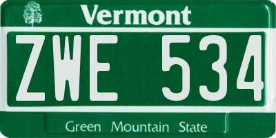 VT license plate ZWE534