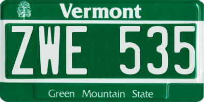 VT license plate ZWE535