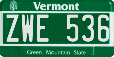 VT license plate ZWE536