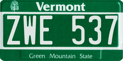 VT license plate ZWE537