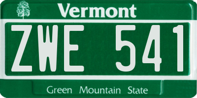 VT license plate ZWE541
