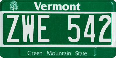 VT license plate ZWE542