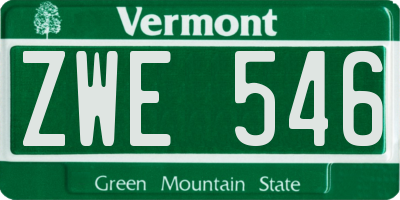 VT license plate ZWE546