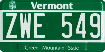 VT license plate ZWE549