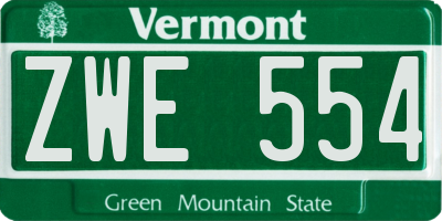VT license plate ZWE554