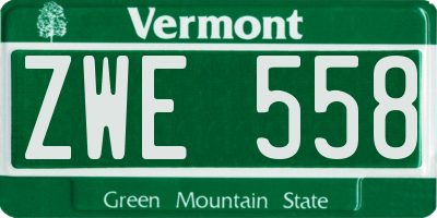 VT license plate ZWE558