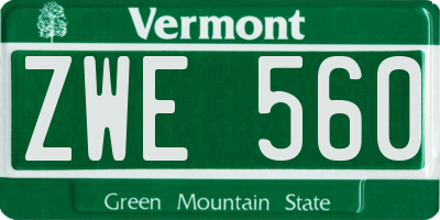 VT license plate ZWE560