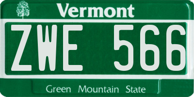VT license plate ZWE566