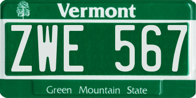 VT license plate ZWE567